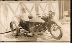 Dog in Side Car - 1931 Postcard