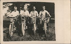 Four Men on Motorcycles Postcard