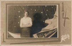 Woman on Paper Moon "Sullivan" Postcard