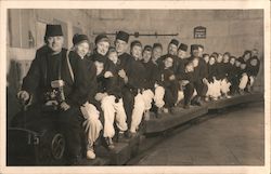 Men, Women and Children Ride a Miniature Train Postcard