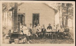 Family Eating Outdoors Postcard