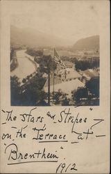 US Flag, Terrace at Brentheim 1912 Postcard