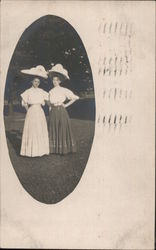 Women in Large Hats and Long Skirts in Oval Vignette Wauseon, OH Postcard Postcard Postcard