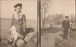 Dual Photo: Girl and Man Jamestown, NY Postcard Postcard 