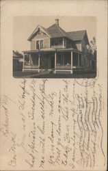 Two-Story House with Front Porch Postcard