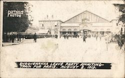 Susquehanna Leave Party Awaiting Train for Paris August 2, 1919 Postcard