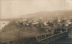 Birds-Eye View of Town, Streetcar Bridges Postcard
