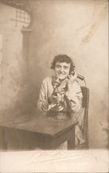 Woman on Phone Postcard