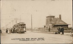 Western Ave and Union Depot Postcard