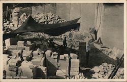 "Cutting Native Stone" Black & White Photograph of Men Working in a Rock Quarry Bermuda Postcard Postcard Postcard