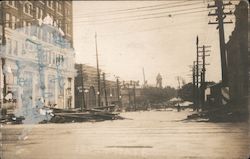 City Street with storm damage Postcard