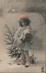 Little Girl in Snow December 29, 1911 Montreal, Canada Children Postcard Postcard Postcard