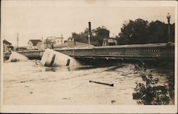 Oil Tanks Lodged Under a Bridge - Flood of 1936 Postcard