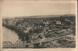 Birdseye View - Rail Yards, Truss Bridge Postcard