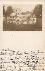 Farmhouse with Children, Croquet Postcard