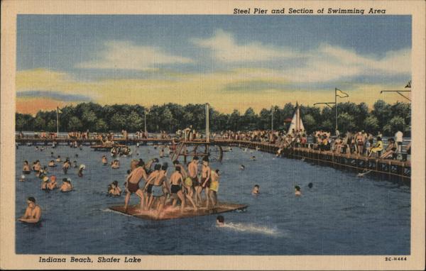 Steel Pier and Section of Swimming Area, Shafer Lake Monticello, IN ...