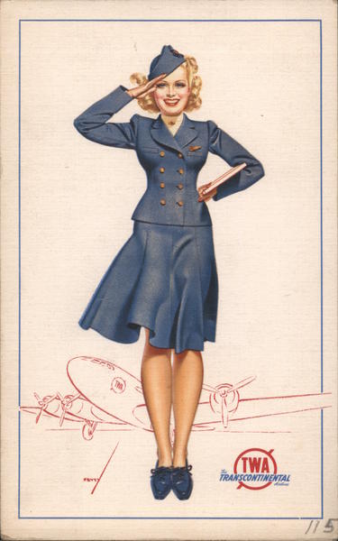 Saluting TWA Stewardess Airline Advertising