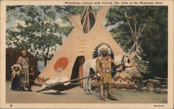 Winnebago Indians with Travois Wisconsin Dells