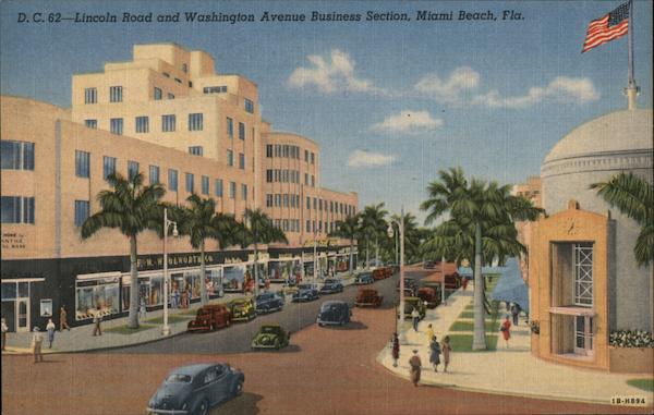 Lincoln Road and Washington Avenue Business Section Miami Beach Florida