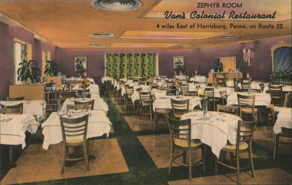 Zephyr Room, Van's Colonial Restaurant Harrisburg Pennsylvania