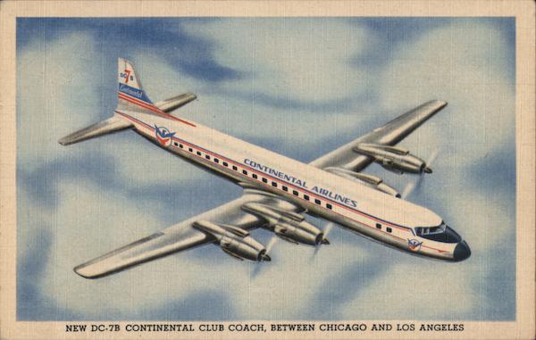 New DC-7B Continental Club Coach Between Chicago and Los Angeles