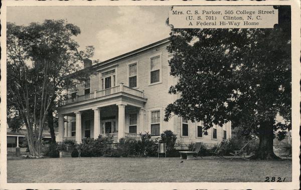 Mrs. C.S. Parker, College Street, A Federal Hi-Way Home Clinton North Carolina