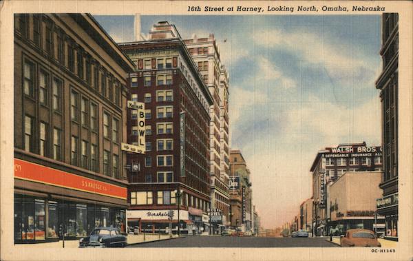16th Street at Harney, Looking North Omaha Nebraska
