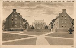 Watts Hall, Varsity Hall, and Frear Hall-Men's Dormitories, Penna. State College Pennsylvania Postcard Postcard Postcard