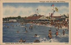 Toboggan Slide and Roller Rink Building, Indiana Beach, Shafer Lake Postcard