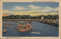 Steel Pier and Section of Swimming Area, Shafer Lake Postcard