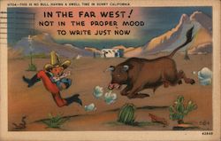 This is no bull having a swell time in sunny California Postcard
