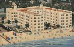 Ocean View of the Norman and the Shoreham and Private Beach Miami Beach, FL Postcard Postcard Postcard