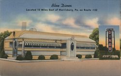 Blue Diner on Route #22 10 Miles East of Harrisburg Postcard