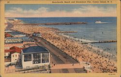 Boardwalk, Beach and Steamboat Pier Postcard