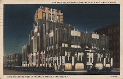 The Syracuse Lighting Company Office Building at Night New York Postcard Postcard Postcard