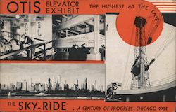 Otis Elevator Exhibit - Chicago World's Fair 1934 Postcard