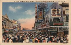 View Showing Crowd in Front of Steel Pier and Boardwalk Postcard