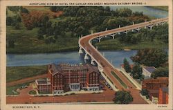 Aeroplane View of Hotel Van Curler and Great Western Gateway Bridge Postcard