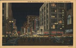 La-46--Broadway, South from Sixth Street, Los Angeles, California Postcard Postcard Postcard