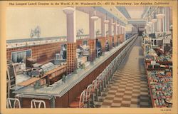 The Longest Lunch Counter in the World, F.W. Woolworth Co. - 431 So. Broadway Los Angeles, CA Postcard Postcard Postcard