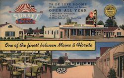 Sunset Manor Motel and Restaurant Portsmouth, VA Postcard Postcard Postcard