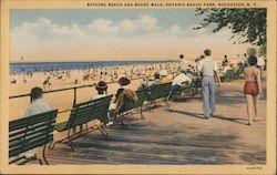Bathing Beach and Board Walk, Ontario Beach Park Postcard