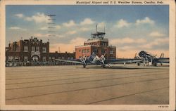 Municipal Airport and U.S. Weather Bureau Postcard