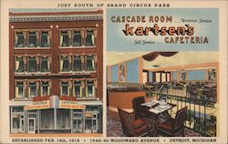 Kartsen's Cafeteria and Cascade Dining Room Detroit, MI Postcard Postcard Postcard