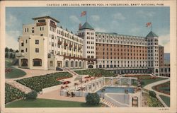 Chateau Lake Louise, Swimming Pool, Banff National Park Postcard