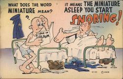 What Does Miniature Mean? The Miniature Asleep You Start Snoring! Postcard