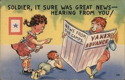 Soldier, it sure was great news hearing from you! Comic Postcard Postcard Postcard