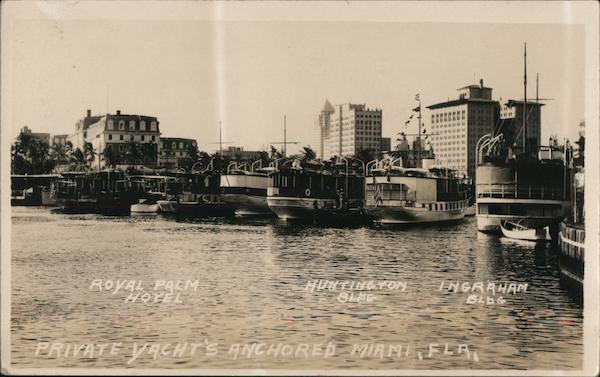 Private Yachts Anchored Miami Florida