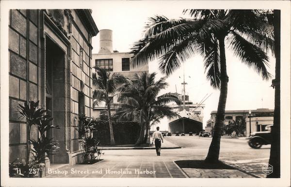 Bishop Street and Honolulu Harbor Hawaii