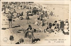 Crowded Beach Scene Hollywood Beach, FL M.E. Berry Postcard Postcard Postcard